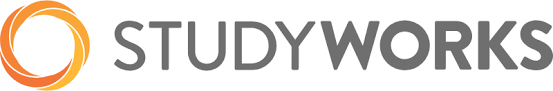 Het logo van StudyWorks, te zien over de gehele site en op kantoor.
